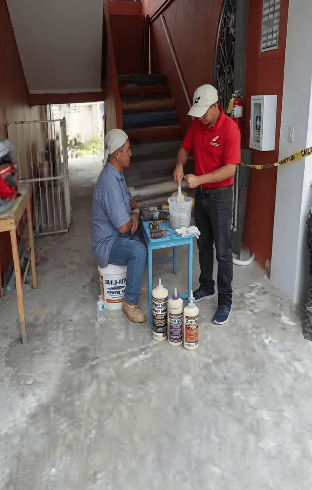 Preparación de material en obra dentro de un inmueble