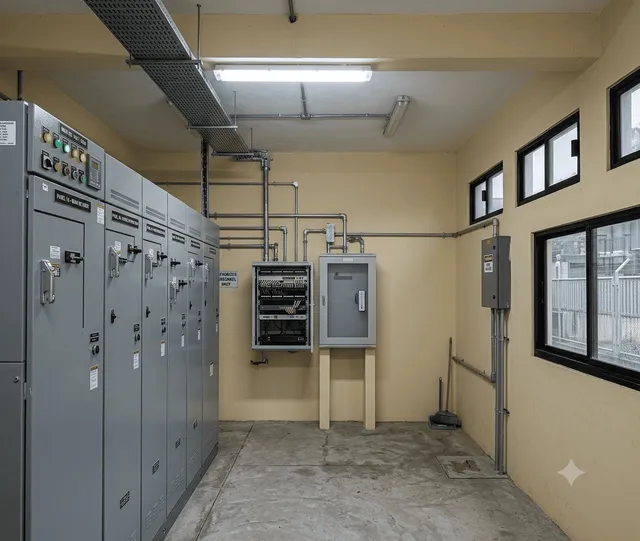 Sala eléctrica con tableros de distribución